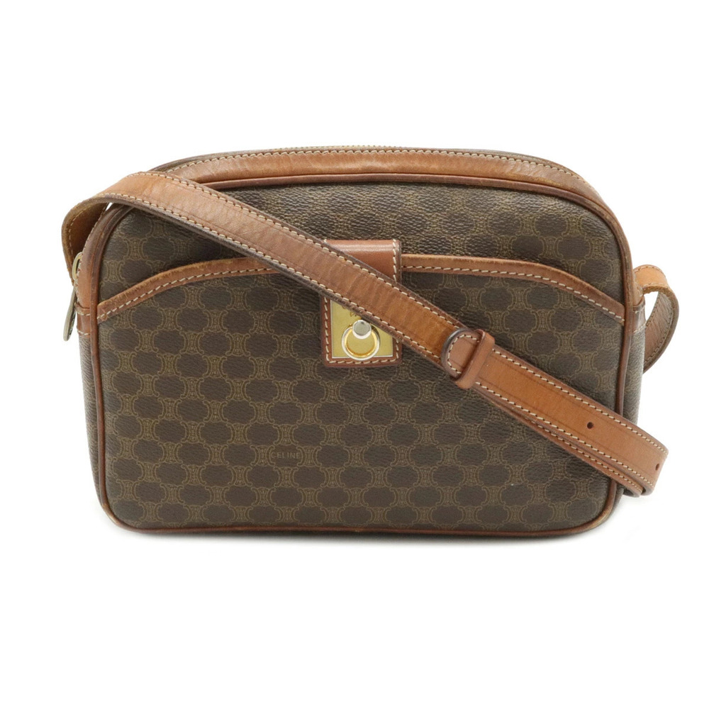 Celine Macadam Crossbody Bag leather dark brown